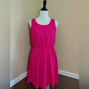 Doe & Rae Hot Pink Short Sleeveless Open Woven Back Modcloth Dress Barbiecore
